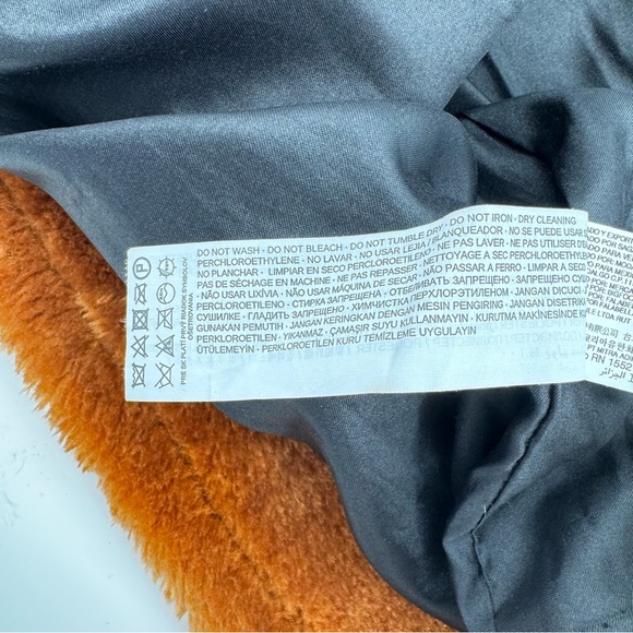 MANGO Faux fur teddy coat - cognac brown size L - Picture 8 of 9